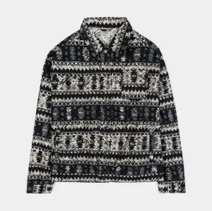 Plaid Tribal Oversized Shacket Mens Jacket (Black/White)