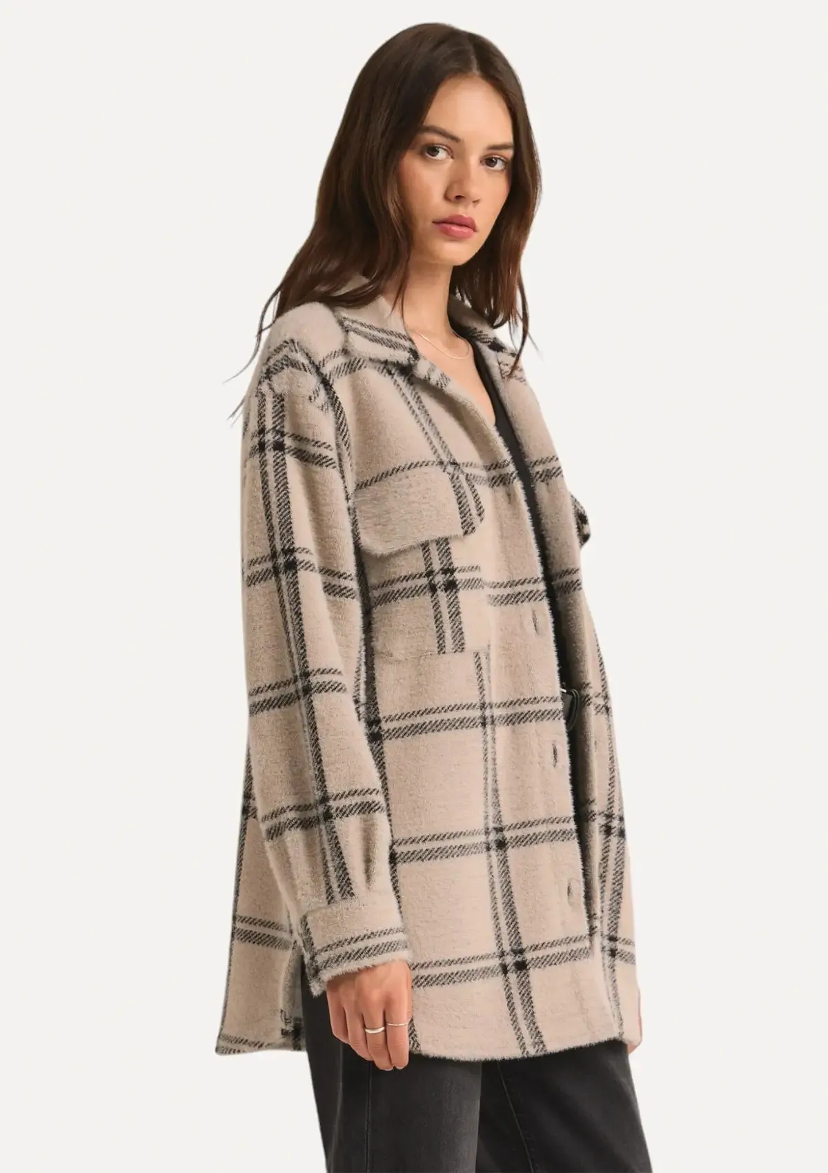 Plaid Tucker Jacket - Crystal Gray