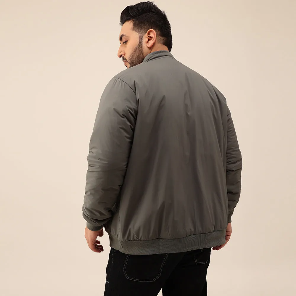 Plus Size Grey Bomber Jacket