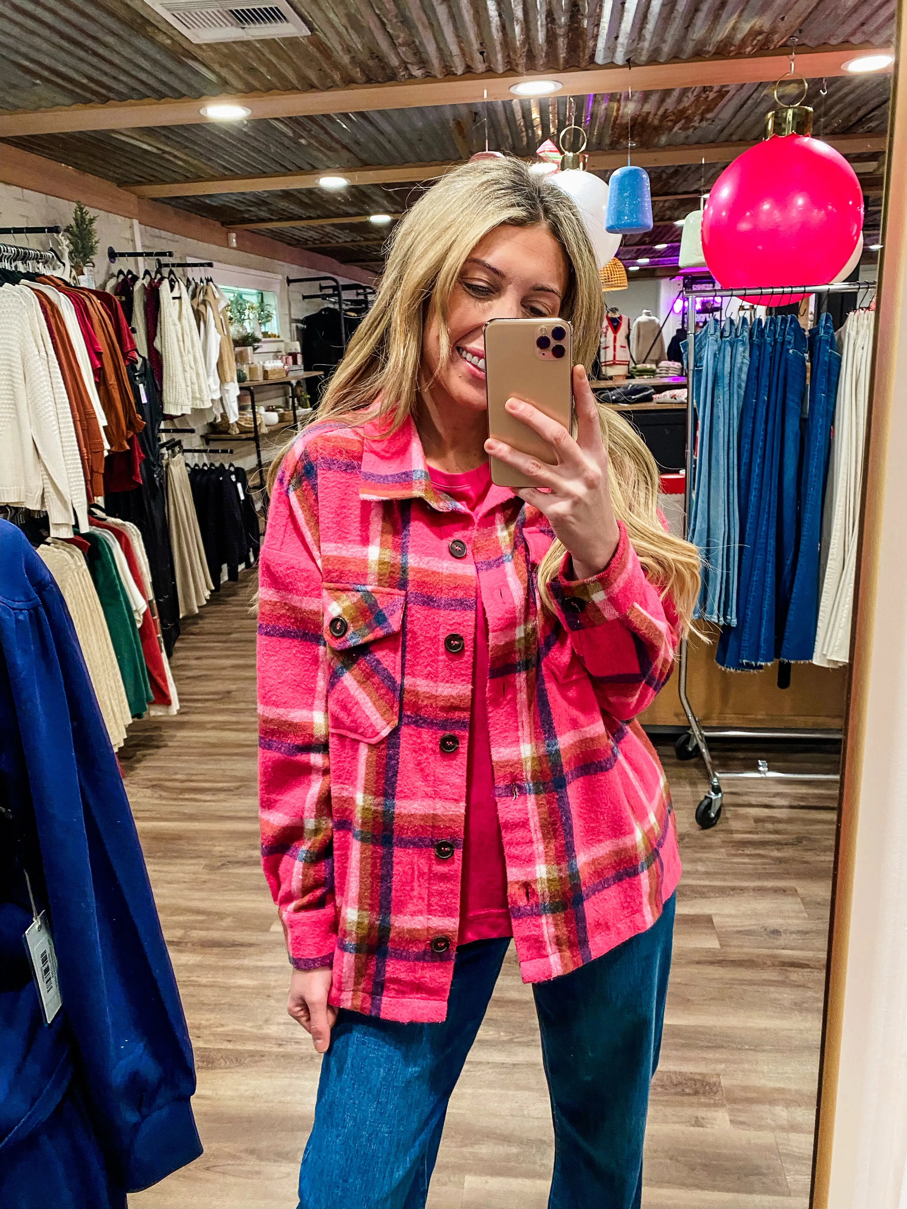 Preslie Pink Plaid Shacket