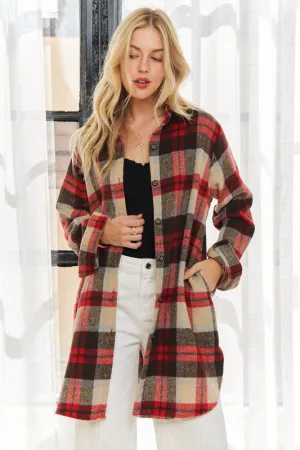 Red & Chocolate Classic Flannel Shacket