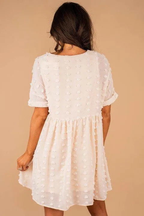 Remember The Days Champagne White Babydoll Dress