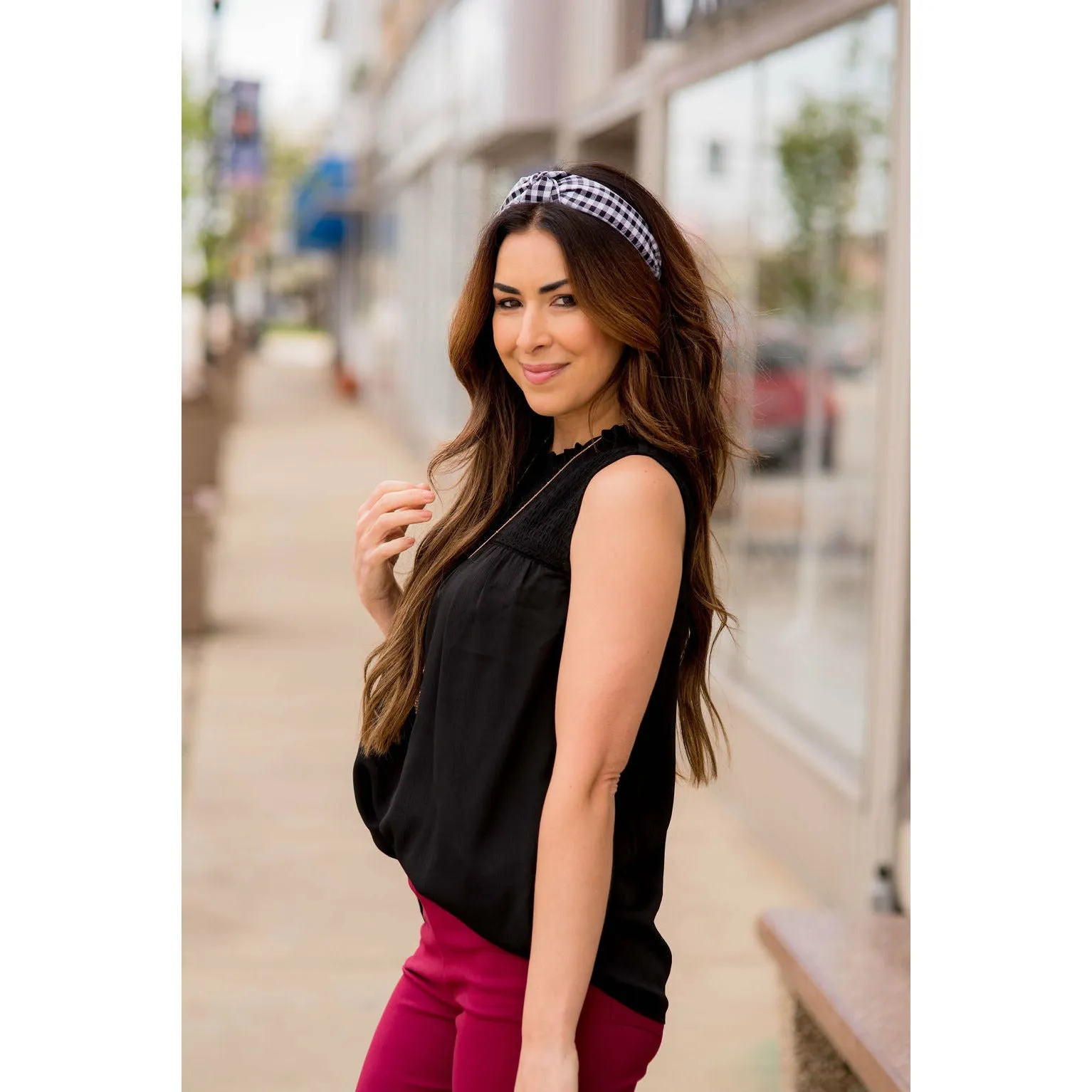 Smocked Top Textured Tank