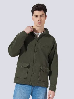 Solid Pocket Olive Shacket