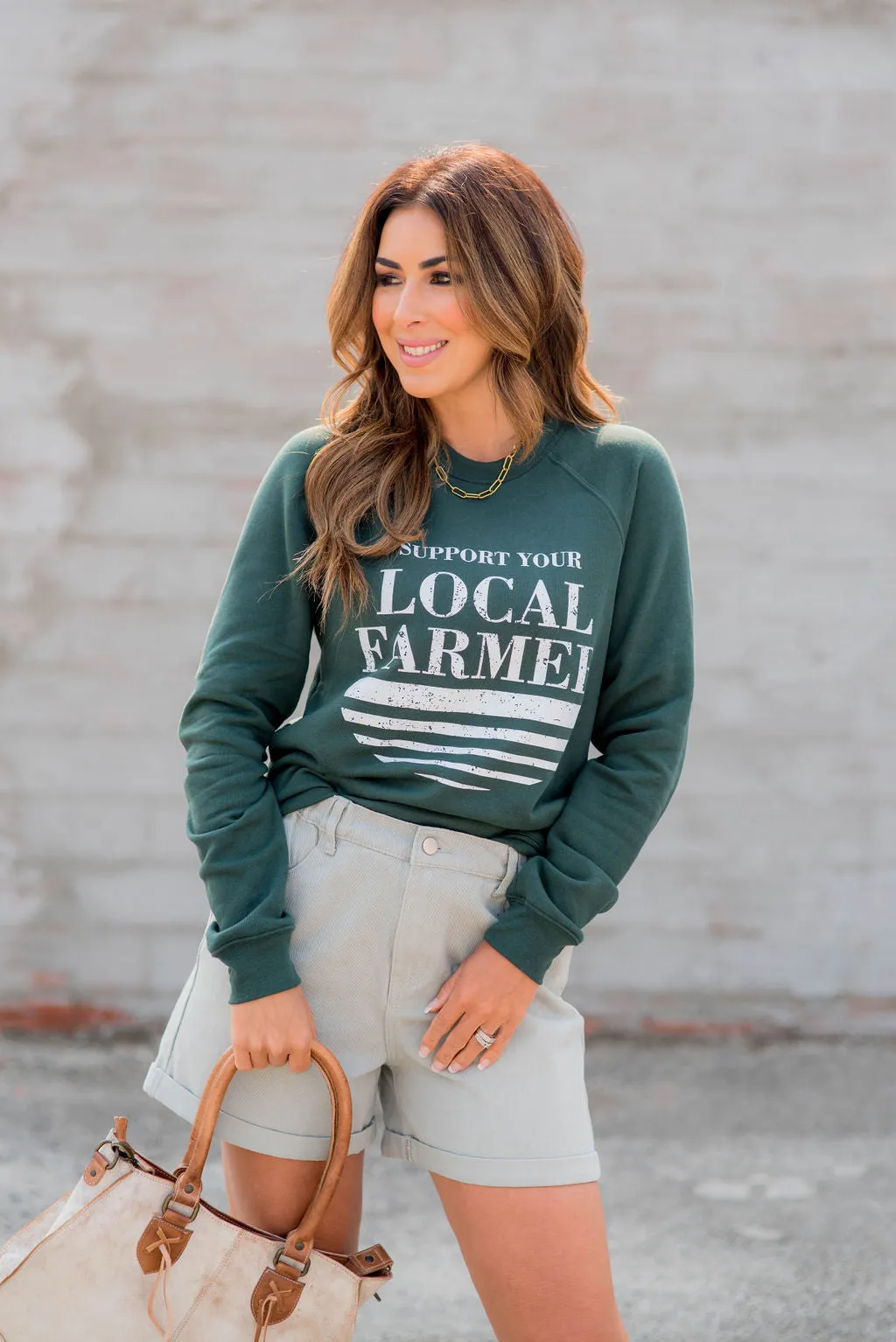 Support Your Local Farmer Underlined Graphic Crewneck