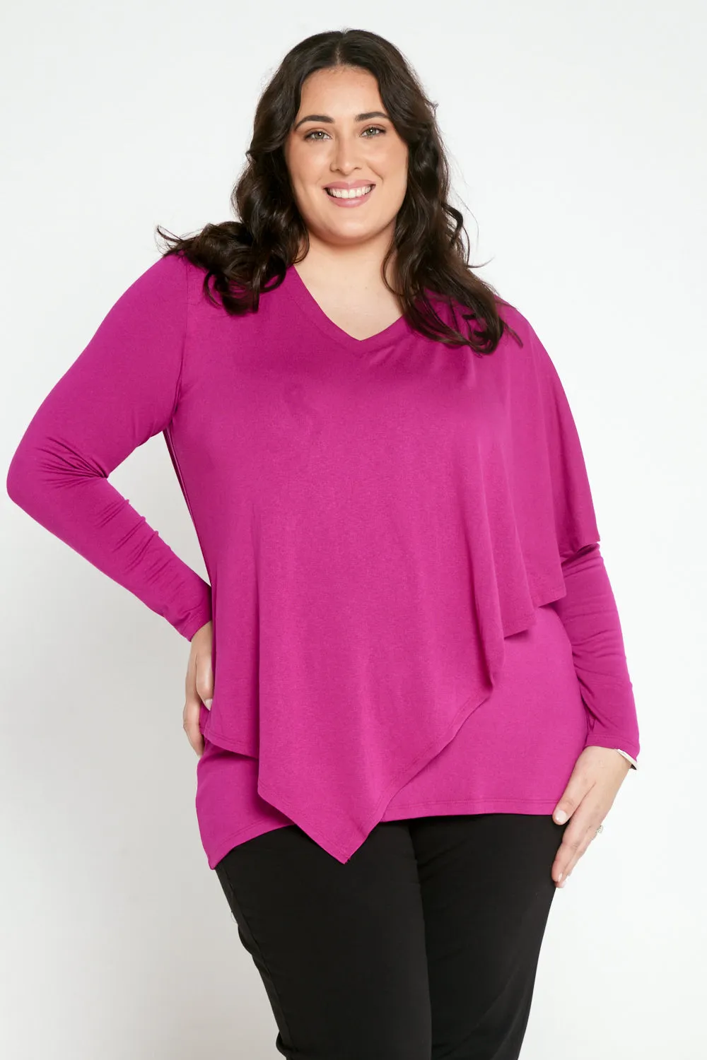 Tahiya Cape Top - Magenta