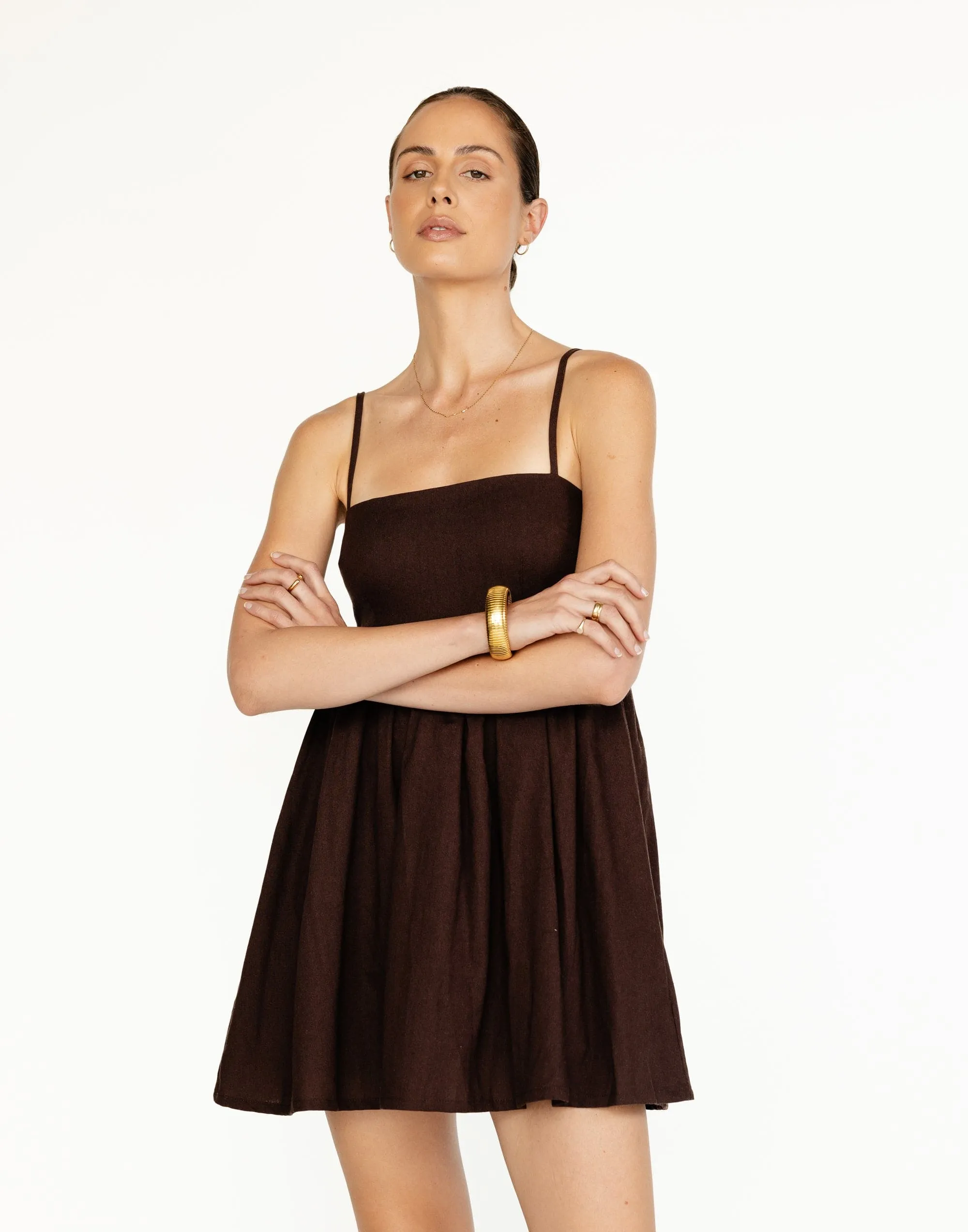 Tarsha Mini Dress (Chocolate)