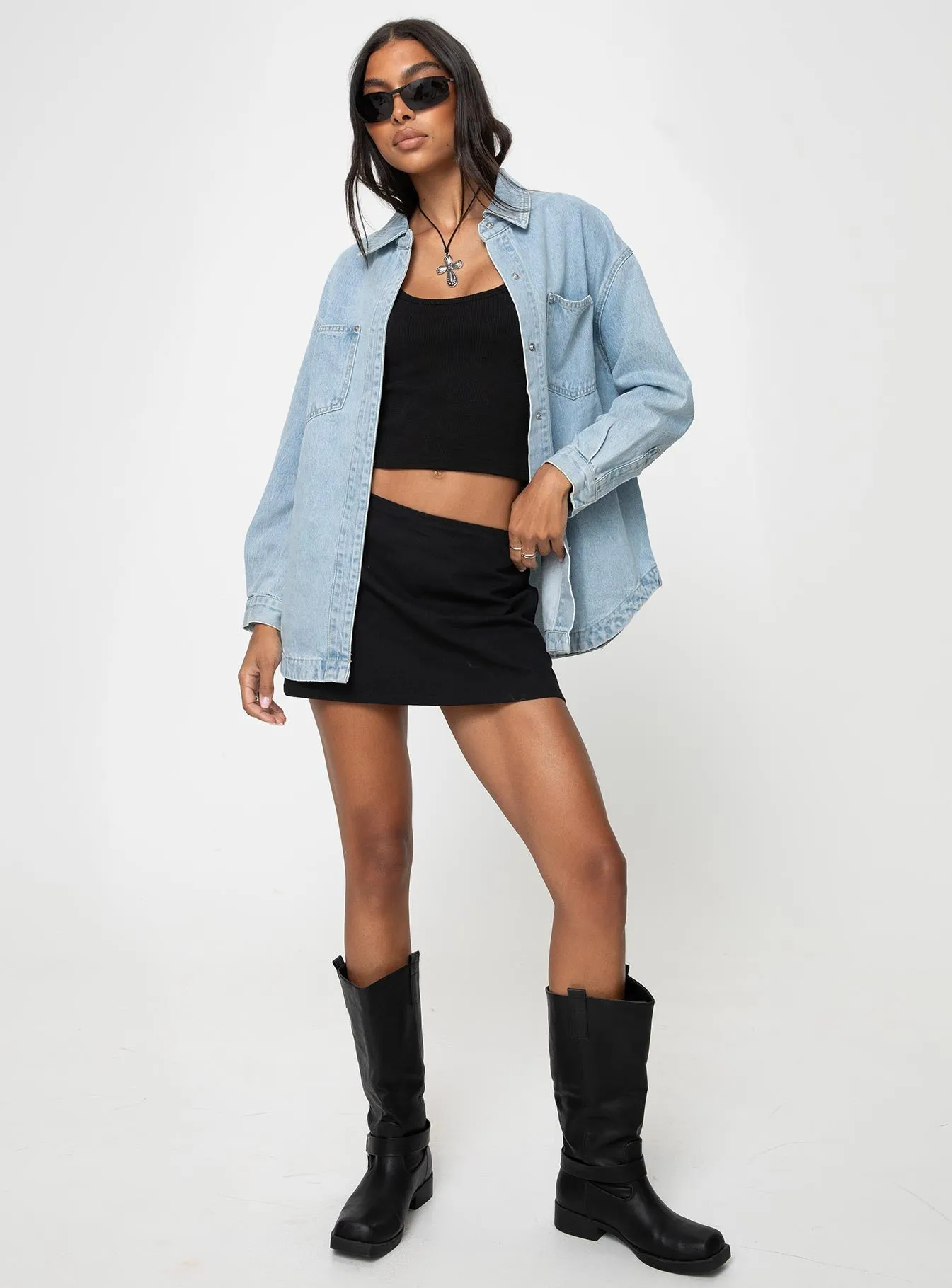 Tenysi Oversized Denim Shacket Light Wash