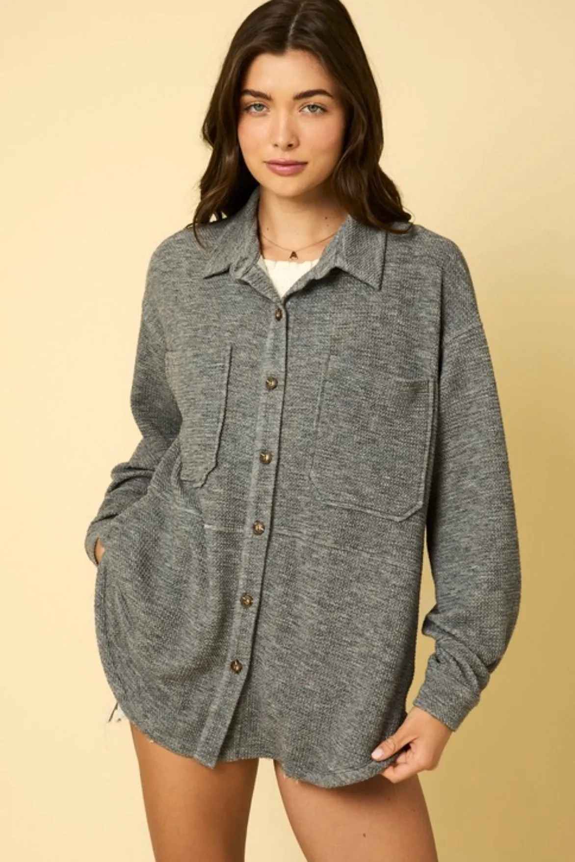 Textured Button Down Shirt Jackets - 2 Colors!