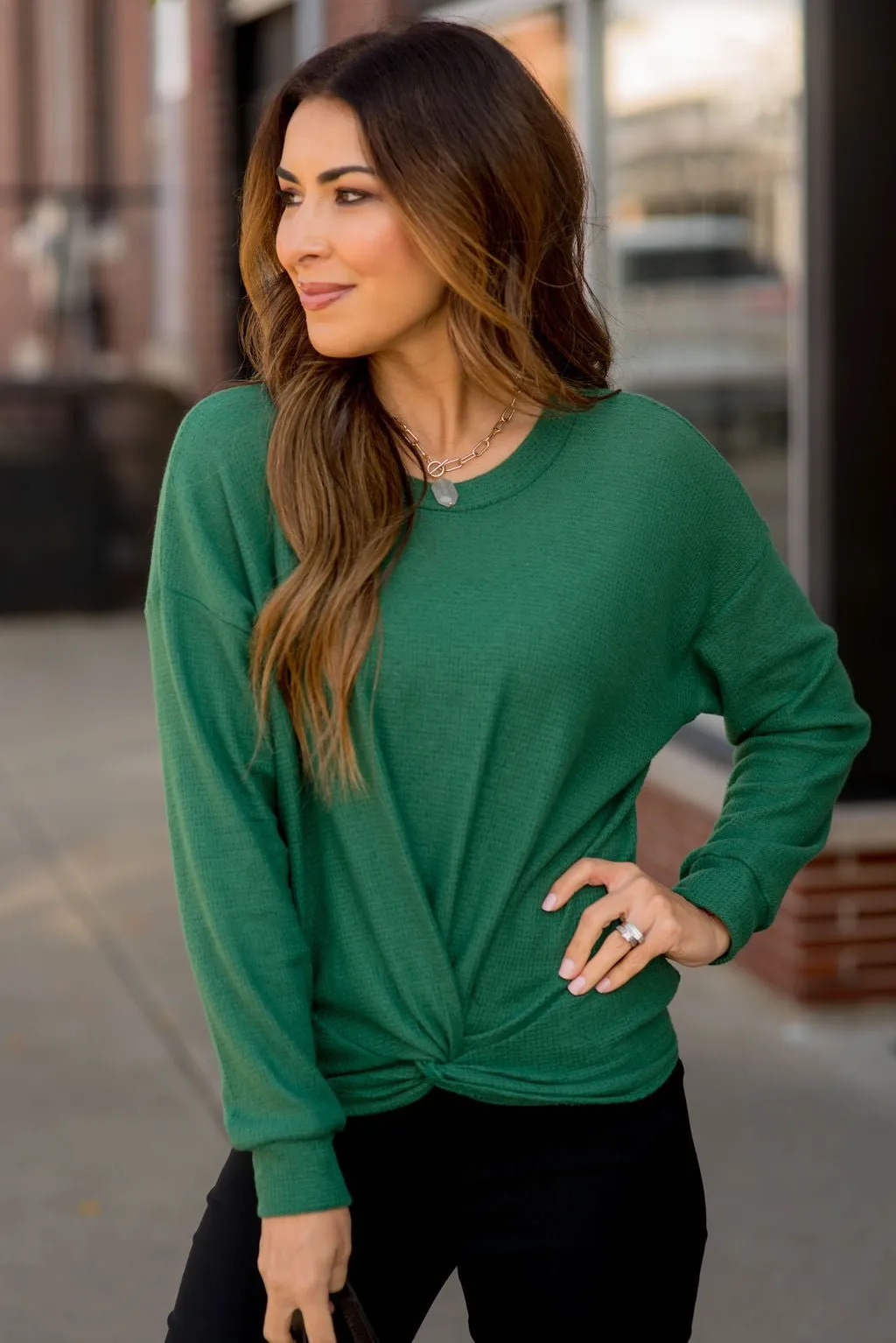 Thermal Tie Front Long Sleeve Tee