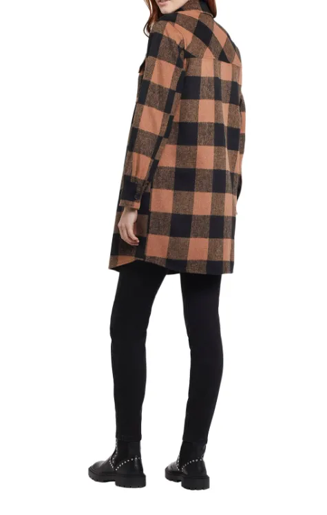 Tribal Sepia Long Plaid Shacket