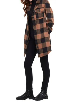 Tribal Sepia Long Plaid Shacket