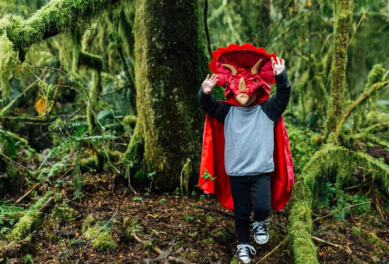 Triceratops Red Hooded Cape - Kids Dress Up