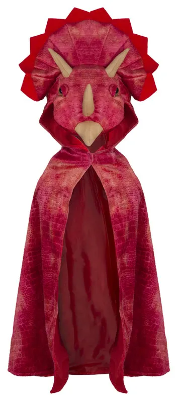 Triceratops Red Hooded Cape - Kids Dress Up