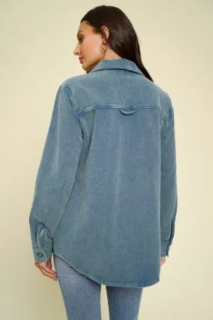 Washed Cotton Jacket - Denim Blue