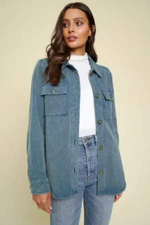 Washed Cotton Jacket - Denim Blue