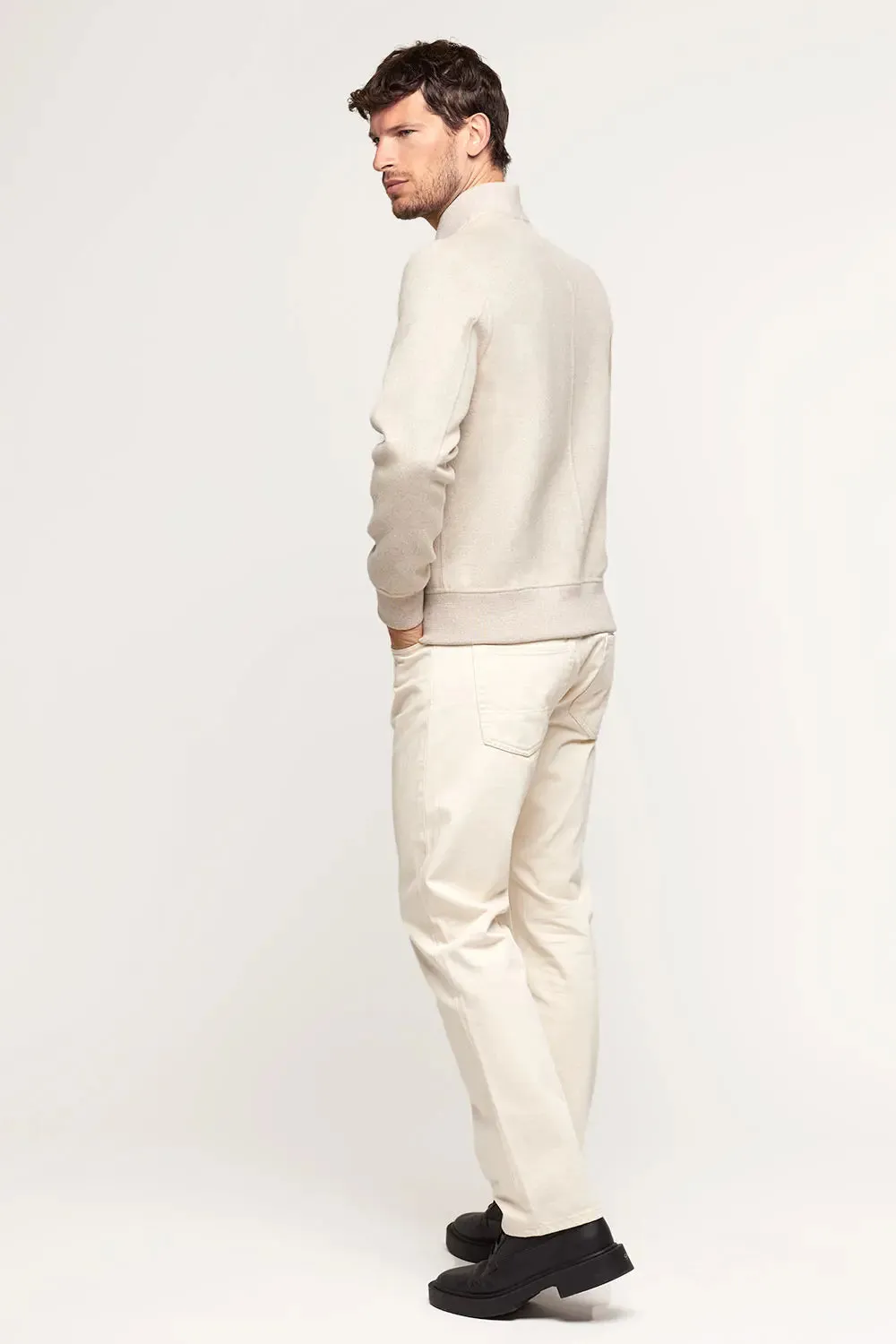 White bomber jacket for men