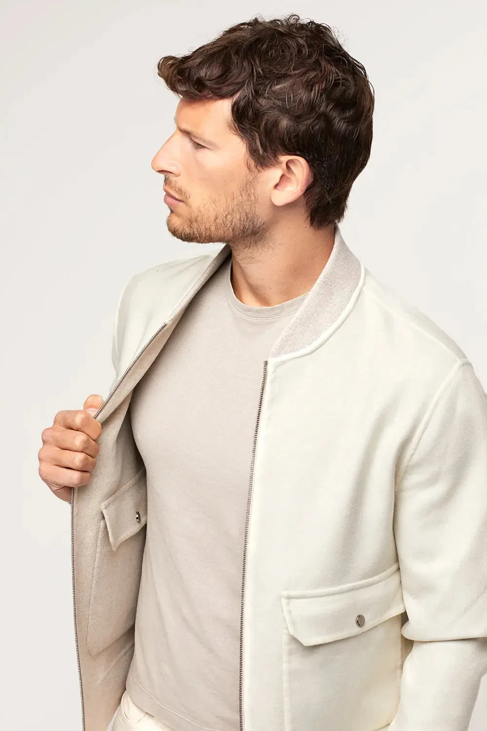 White bomber jacket for men