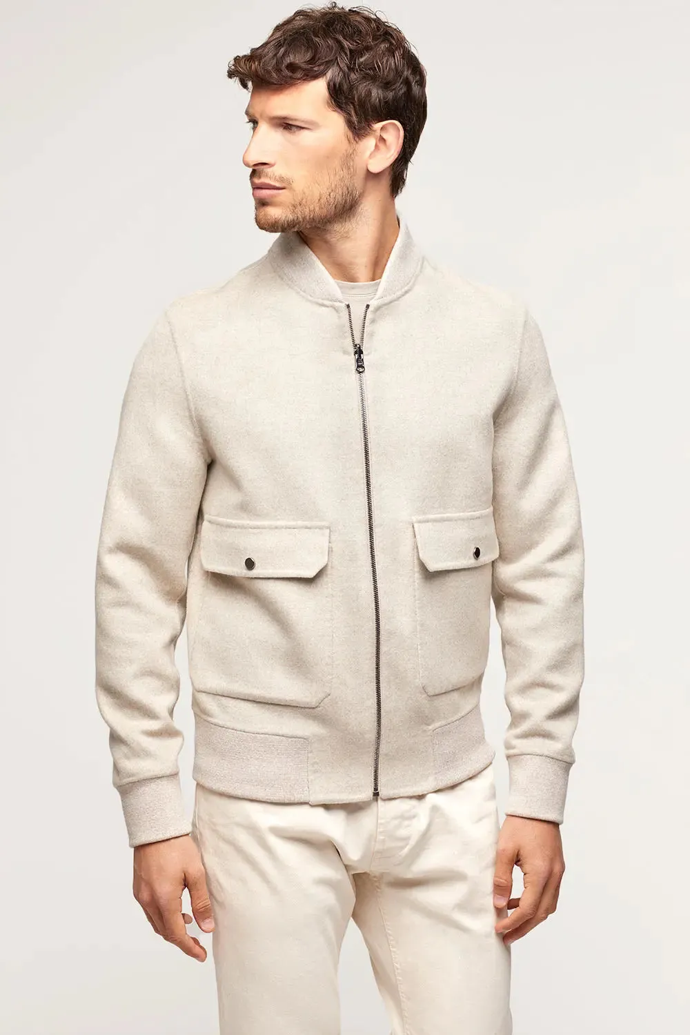 White bomber jacket for men