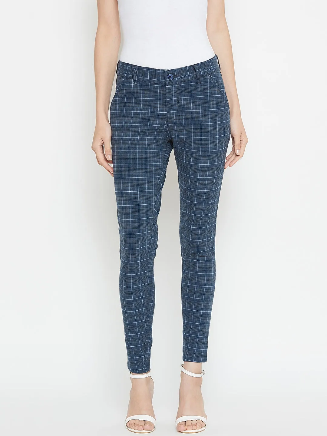 Women Checked Slim fit Casual Trousers