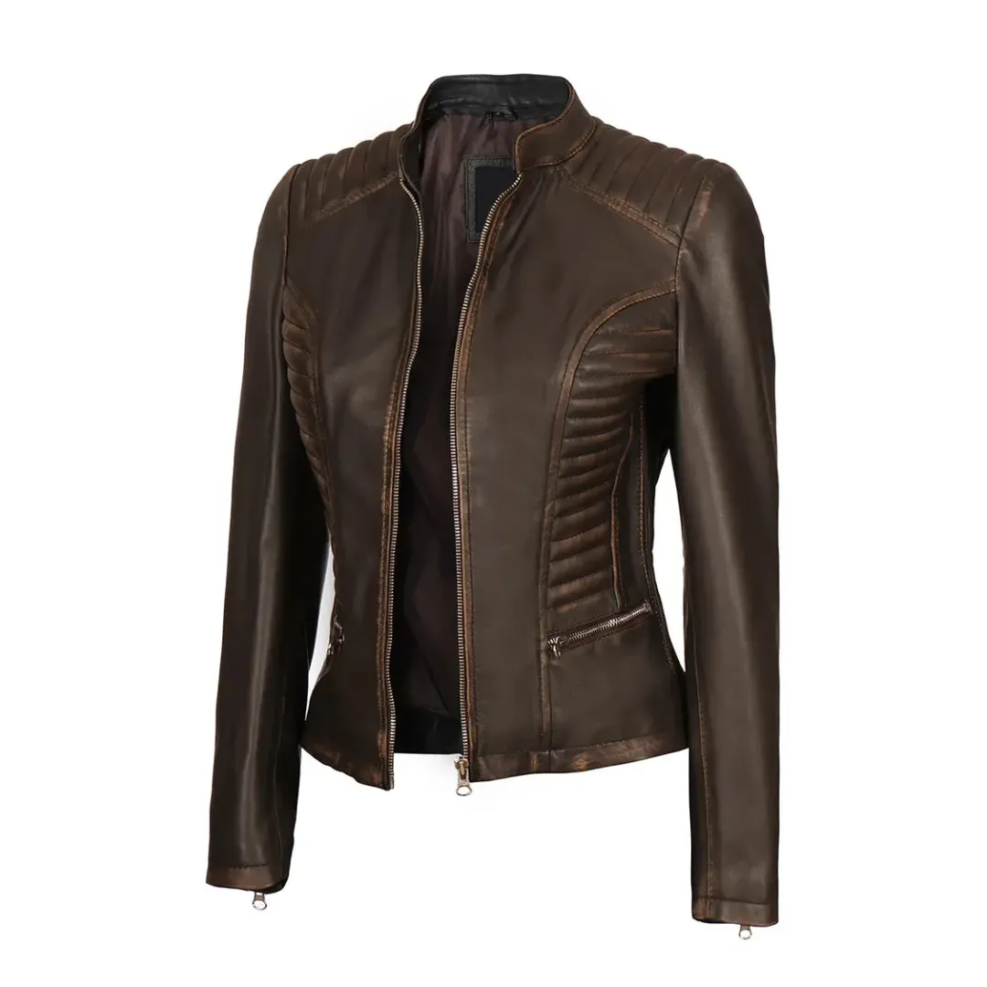 Womens Dark Brown Real Leather Jacket