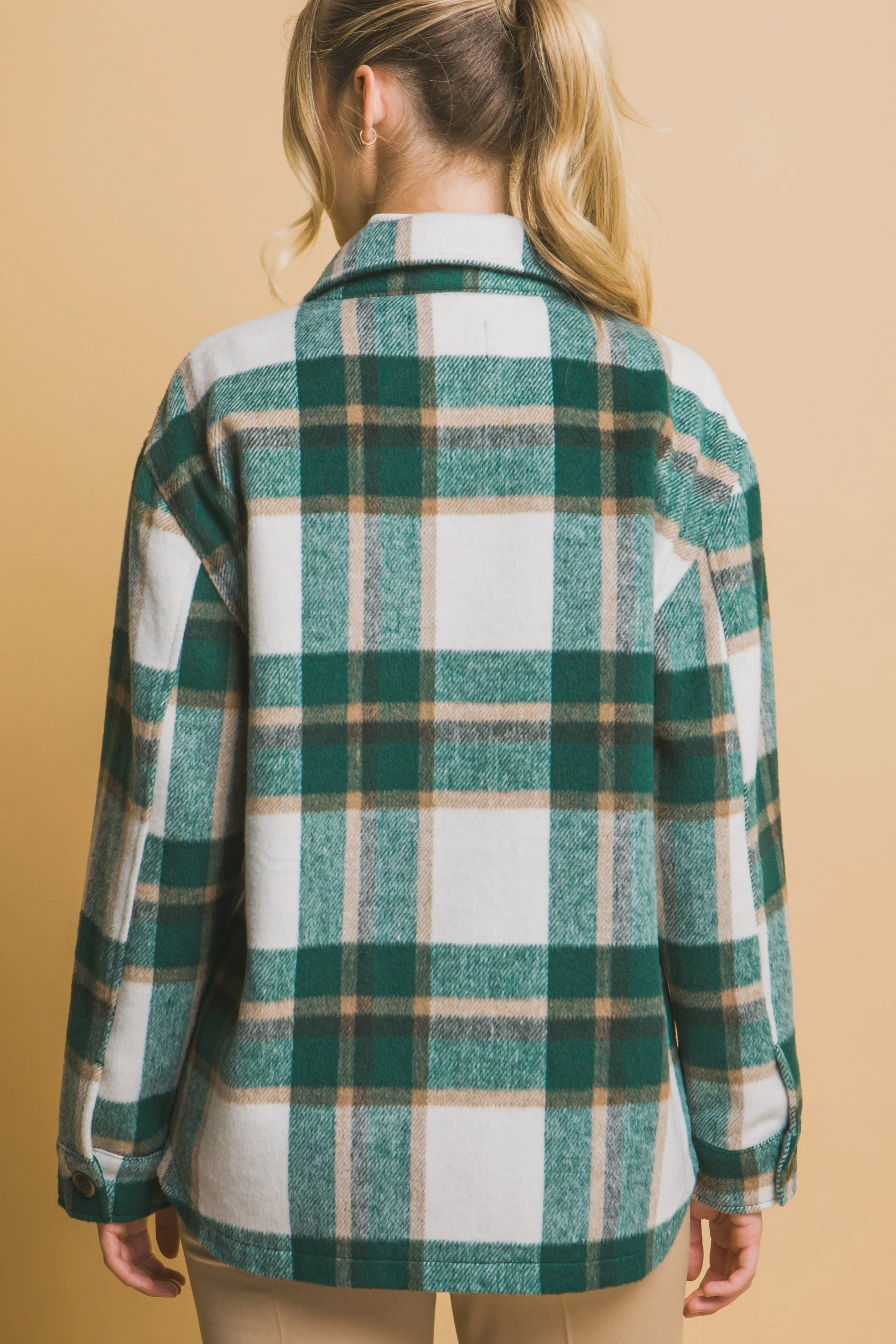 Wool Blend Plaid Button Up Shacket