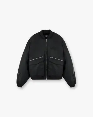 Zip Back Bomber Jacket - Jet Black